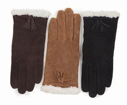 68237 Suede Mitten with Plait and Tassel Genuine suede Supersoft cuff and lining for
