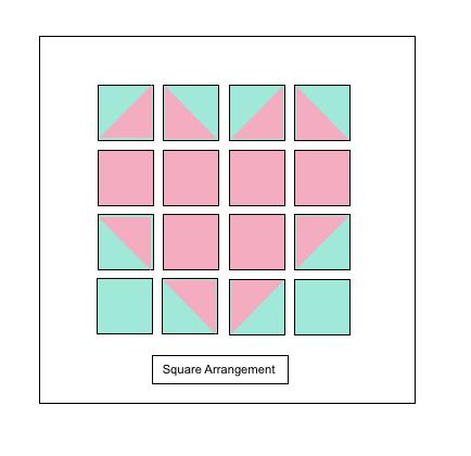 Once you have all your squares made, you ll need to join them in the configuration below.