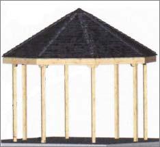 Octagon Roof Pavilions Rafter Framing Wood Rafters Tube Steel Columns Prime-painted Wood