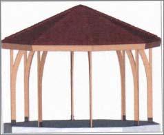 Prime-painted Wood Columns Stain Multiple s Available 6:12 Pitch Curved Framing Wood Rafters