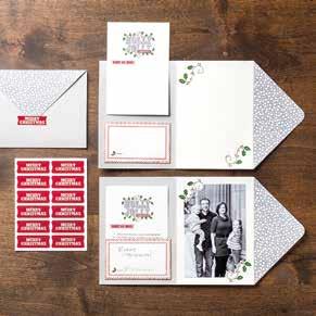 glittered snowflake, printed Kraft envelopes, die-cut Kraft cardstock centres,