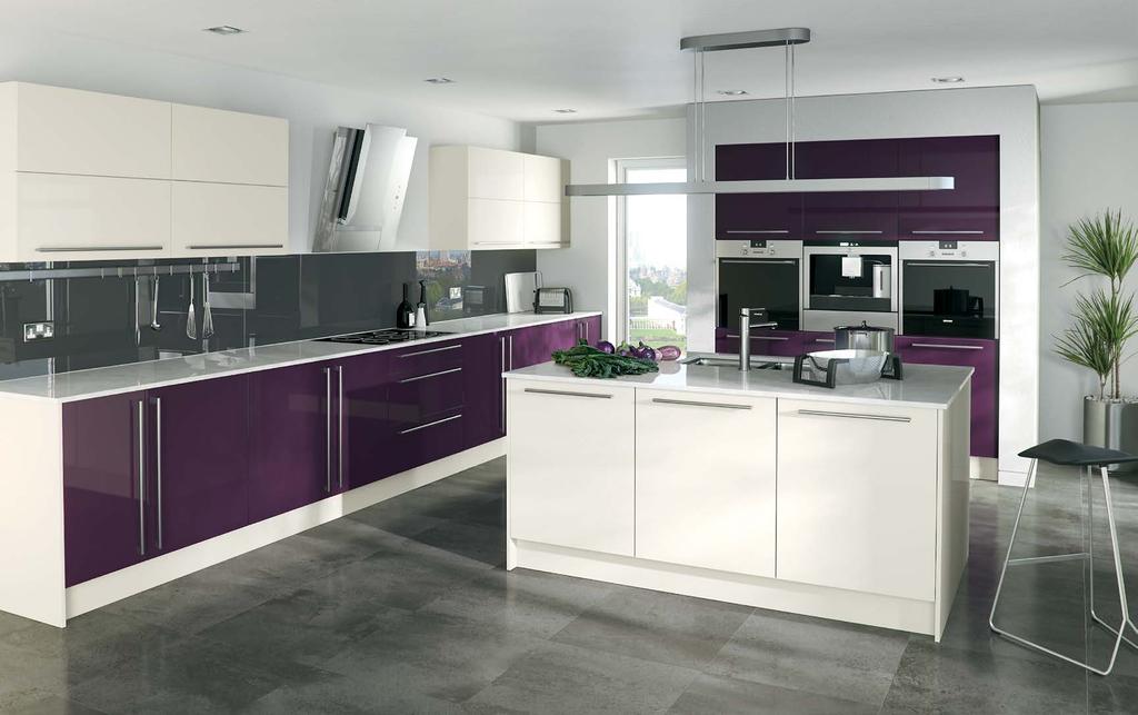 10 11 Glacier High Gloss Aubergine & Jasmine Double your delight by mixing colours to great effect.