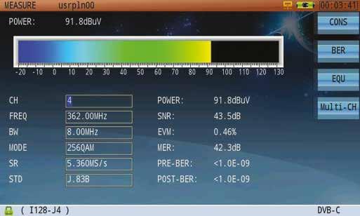 DVB-C Signal Analysis The Deviser DS2800 supports ITU-T J.