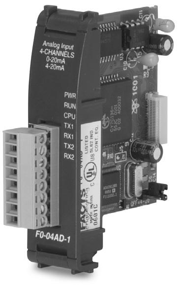 hapter : F0-0-, -hannel nalog urrent Input 0 Module Specifications The F0-0- nalog Input module offers the following features: The L0 and L0 will read all four channels in one scan.