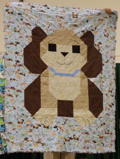 optional: plus 2 white 4 1/2 X 1 1/2 strips and 2 white 1 3/4 square Nose and collar: scraps Lt color for chest, paws and tail tip: 2/3 yd cut 21 4 1/2 squares and 4 5 1/2 squares and 2 square and