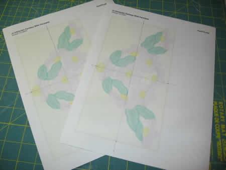 Print two full size templates, with centering lines, of design fan07a on Floriani Template Tearaway.