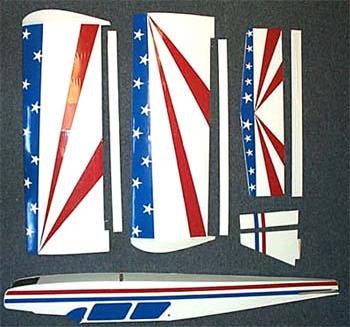 F) Main frame parts: 1. Fuselage 2. Square Canopy plate (not shown) 3. Left wing 4. Left aileron 5. Right wing 6. Right aileron 7. Horizontal tail 8. Elevator 9. Vertical Tail 10.