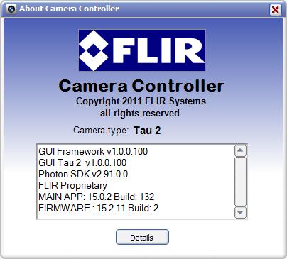 Camera Controller GUI can be used to confirm the minimum versions, as shown in Figure 1 below; the fifth line indicates the software version beginning with MAIN APP: 15.0.2.