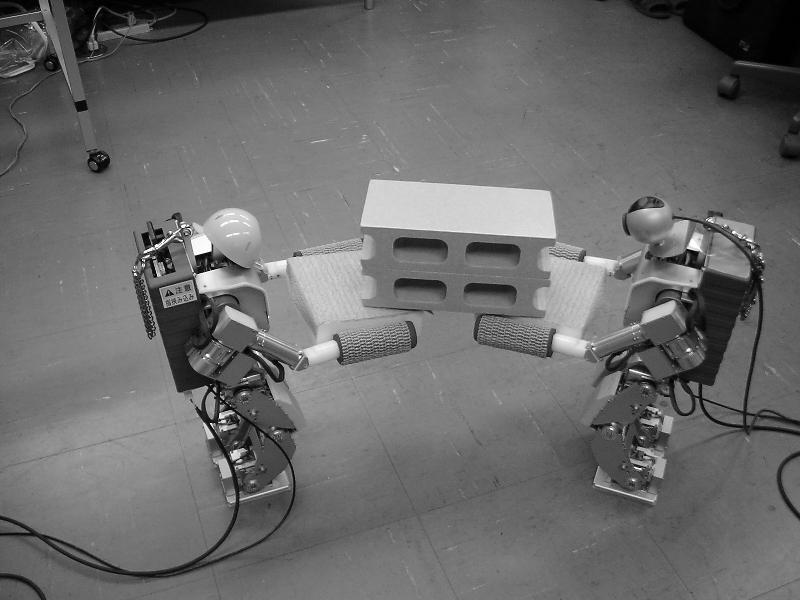 pick up, and put down. These basic motions are combined to allow the two robots to transport an object. Each experiment was conducted about 10 times.
