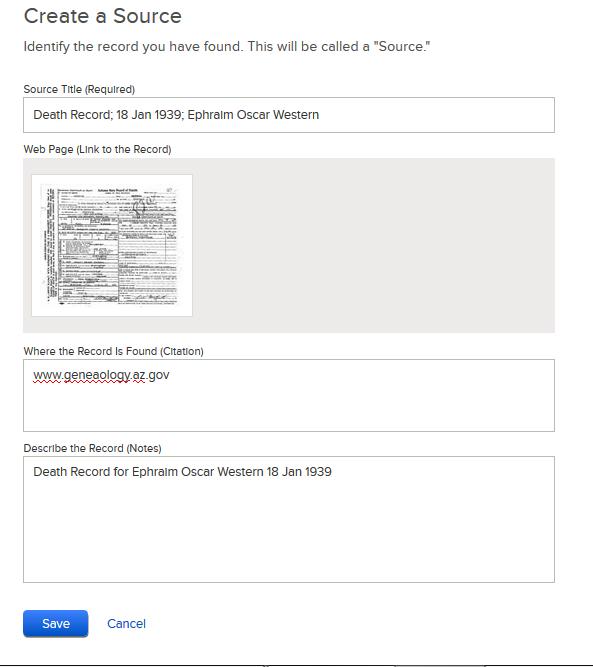 Uploading a Source to FamilySearch.