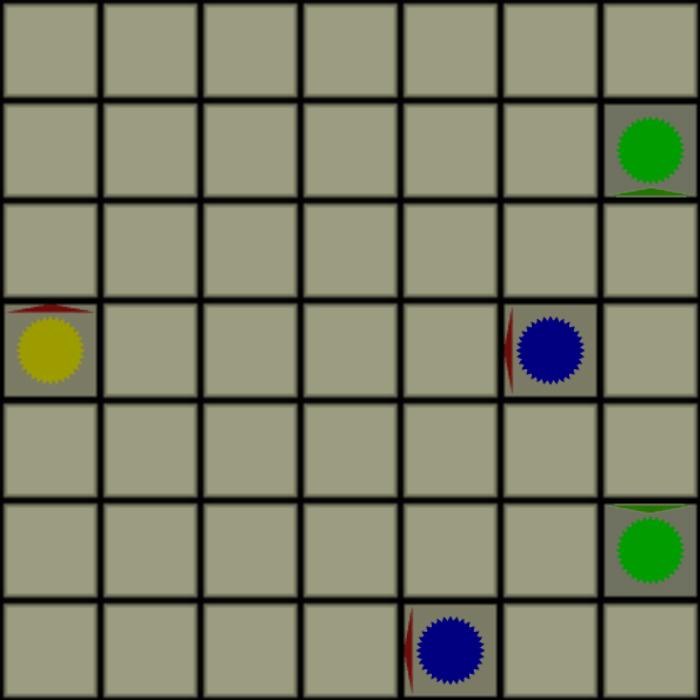 Figure 3.4: Trains placed on the grid Figure 3.5: The level automatically solved Figure 3.