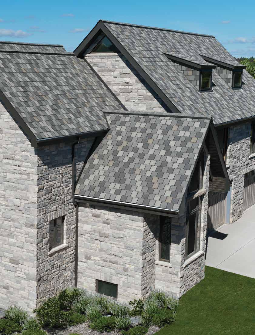 Color featured is Crowne Slate Regal Stone Crowne Slate LIMITED LIFETIME ARCHITECTURAL SHINGLES Crowne Slate laminated fiberglass shingles will provide your estate home or exclusive property with a