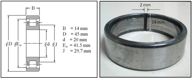 The roller bearing used for this study is an NTN N204 with dimension as shown in Figure 2 [6]. This type of bearing has a dynamic basic load rating of 25.7 kn and a static basic load rating of 22.