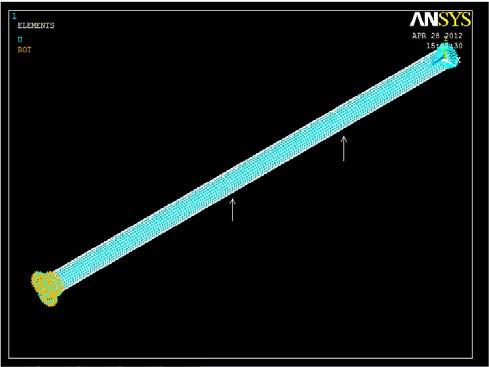 90 central angle defect Crack 1 Crack 2 (a) Finite element pipe model (b) The degree of central angle Fig.