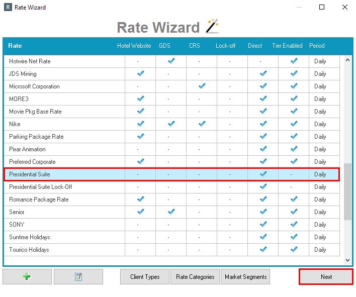 Step 3: Setting the Rate From the main screen of the Rate Wizard, ensure the