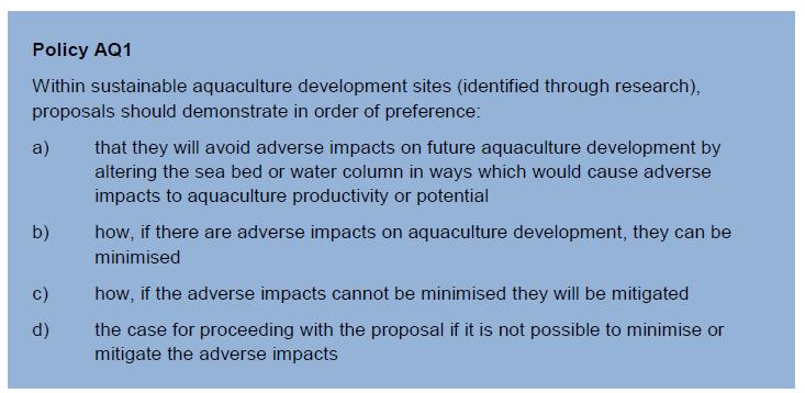 Aquaculture in the marine plans Section 3.