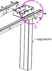 Attach the feet to the columns using the M10x20mm Button Head Screws provided. While making sure they are pointing the same way as the top supports. 5.