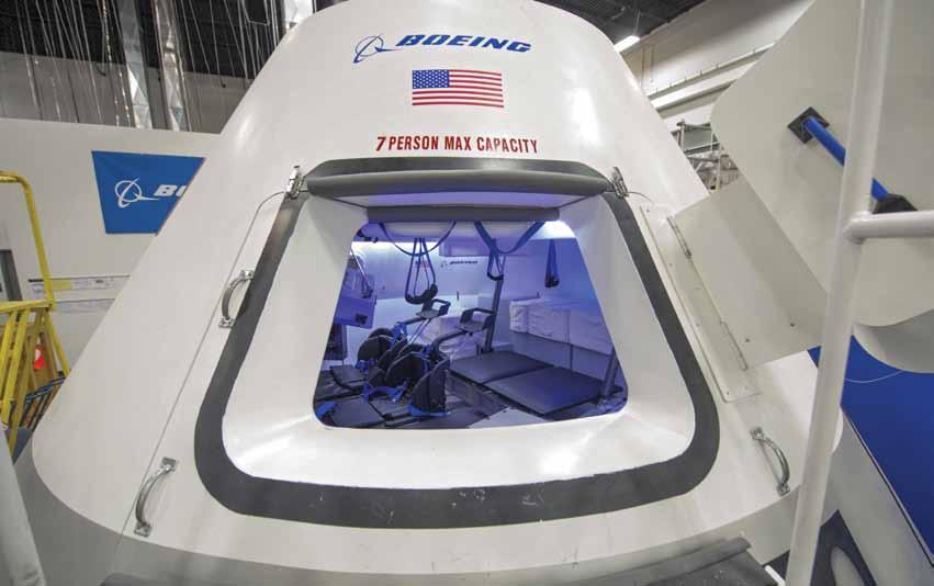 BOEING CST-100 The Boeing Crew Space Transportation vehicle CST 100 is a capsule designed to carry up to 7 astronauts to low Earth orbit.