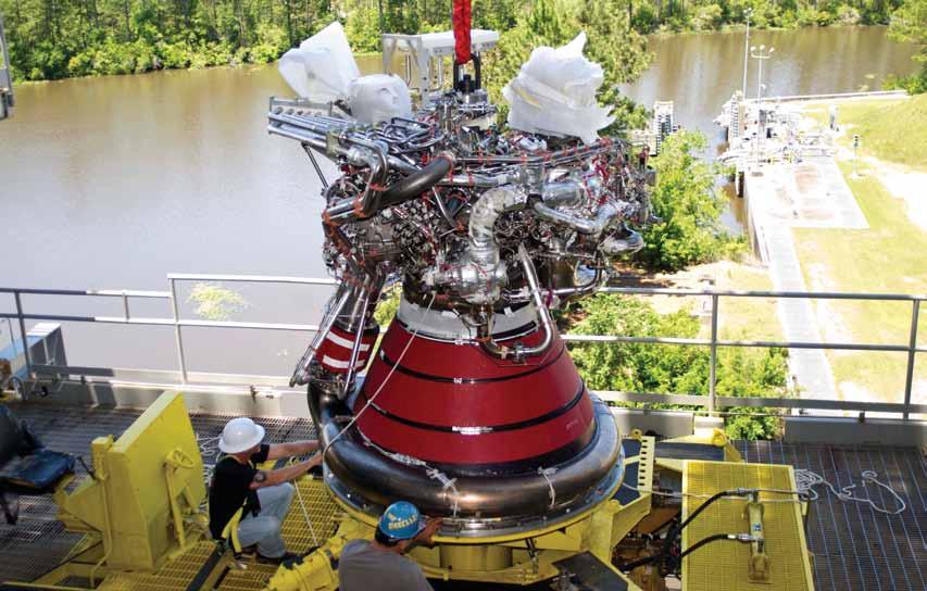 A New Era in Human Spaceflight The J-2X engine is placed onto a test stand at NASA s Stennis Space Flight Center.