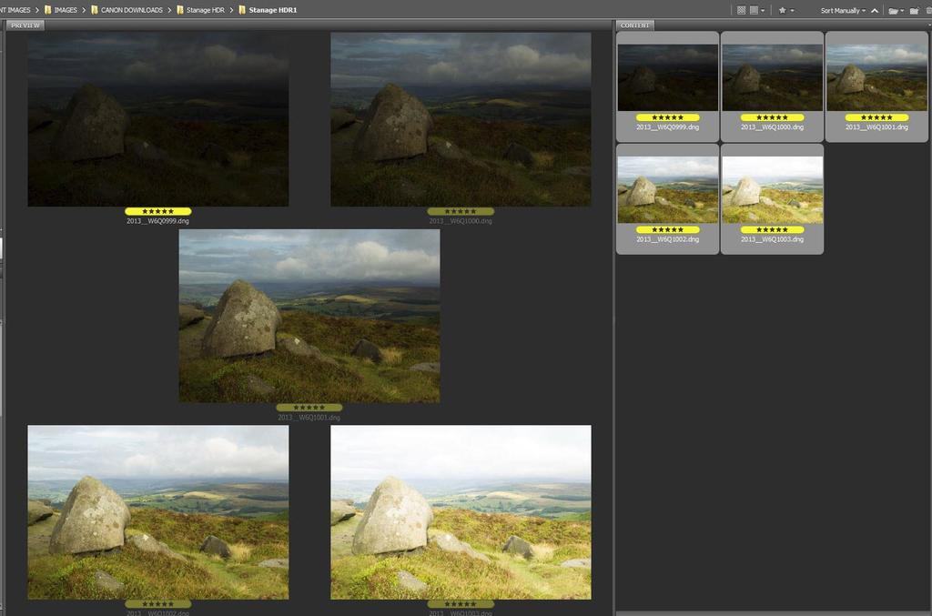 2. (When saving sets of images for converting to HDR, I find it best to put each set in its own folder to avoid selecting images from