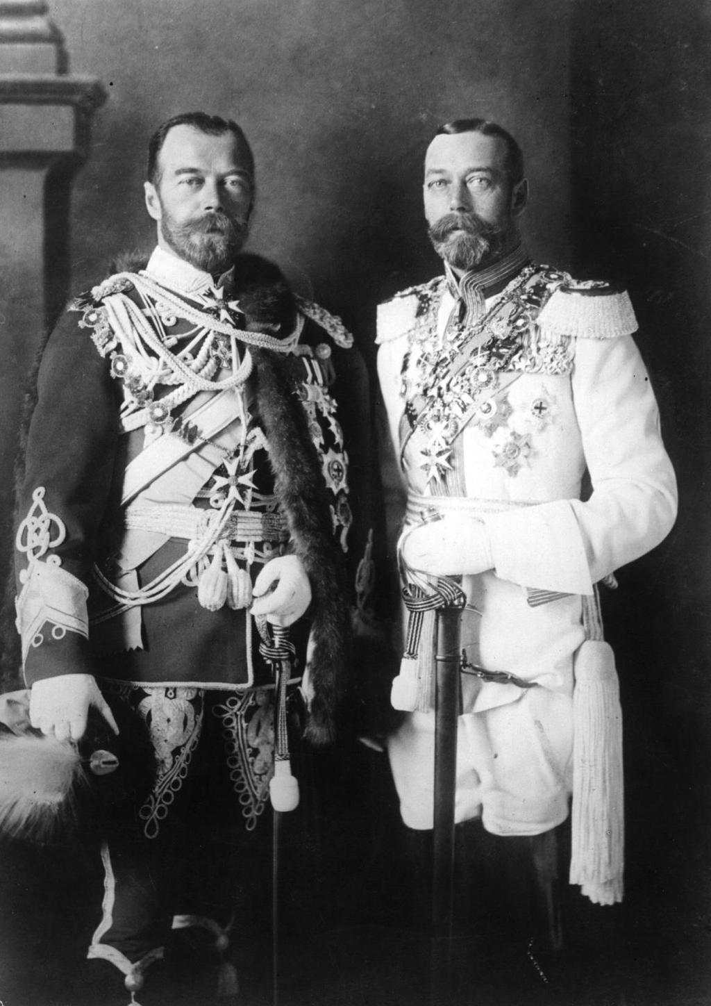 King George V (right) and his physically similar cousin Tsar Nicholas II