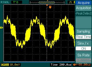 Figure 2-60 Signal with Peak Detect Acquisition The Peak Detect effect is shown as the figure above.