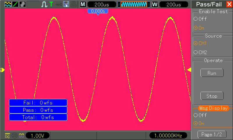 Basic Operation Pass/Fail Test result Waveform recording 2.13.9 Recorder The waveform recording function can be used for recording waveforms input by channel 1 and channel 2.