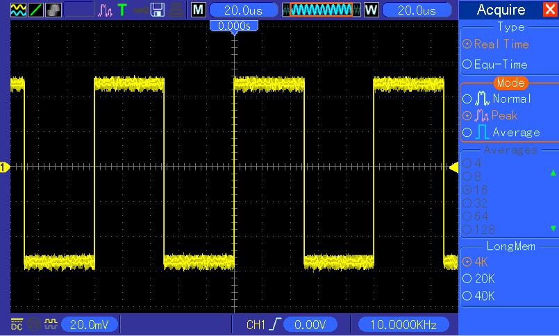 Push the Averages option button and adjust the number of running averages to watch the change in the waveform display.