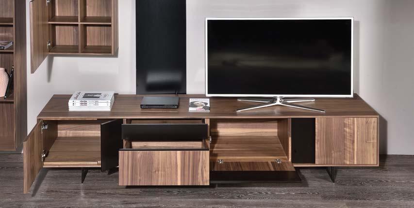 imagine. The hovering base is light, sturdy, and metal. This Level TV Unit 234 design comes with four boxes.