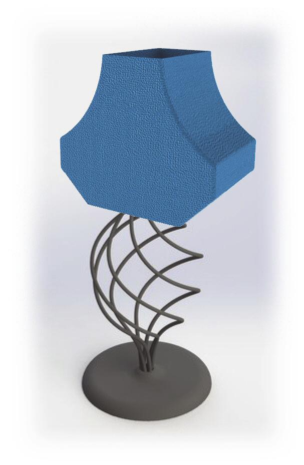 Surface Geometry C-3. The 3D graphic on the right shows a table lamp with a modern lampshade. The lampshade is open at the top and at the bottom.