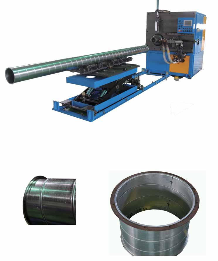 Spiral Duct Flanger Machine The JWT Spiral Flange Machine processes pipe in a horizontal position. One end is formed in each machine cycle. One or both ends of spiral duct can be flanged.