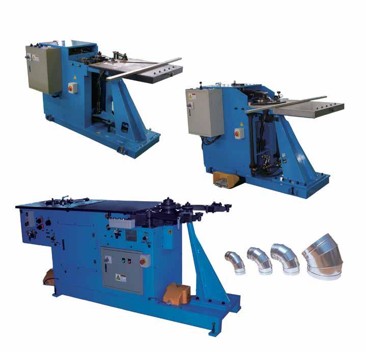 Elbow Gore Seaming Machine EM-1000 and EM-1250 are designed to form and close the gore seams on elbows and other round fittings.