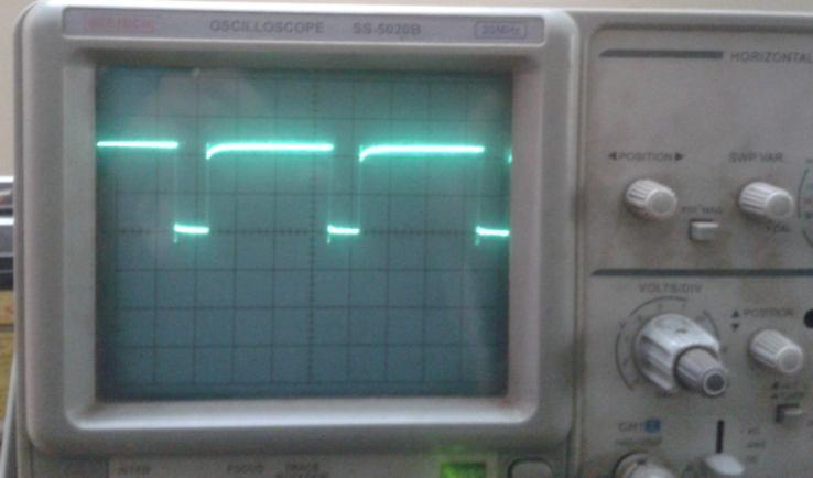 Figure 19 Switching Signals to MOSFET The output was verified using a CRO. The output waveform is as shown in Figure 20. Figure 20 Output Voltage Waveform VII.