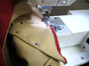 Sew a 1/4 inch seam along the straight outer edge.