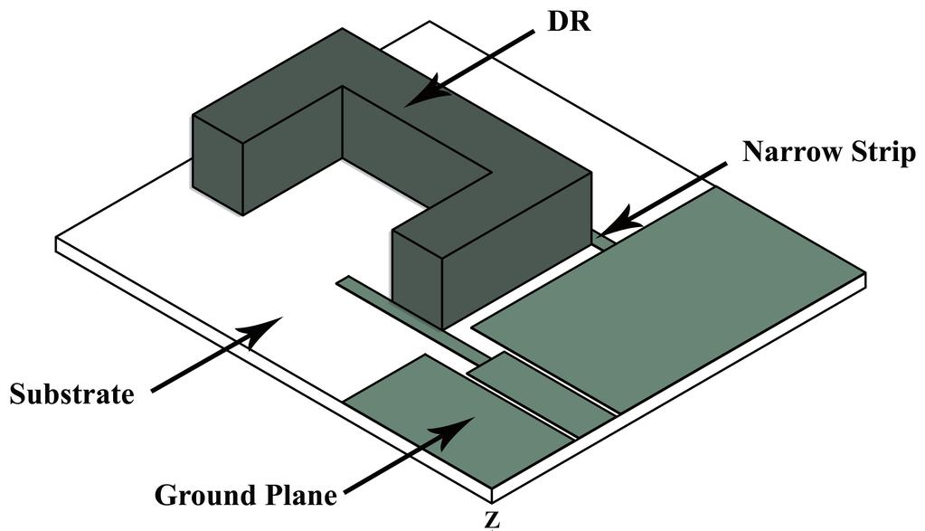 The C-shaped DRA is fabricated of Rogers-RO3010 with the relative permittivity of r = 10.2 and with a thickness H = 5.12 mm, and it is supported by the substrate with a dielectric constant of 4.