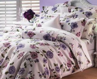 Lilac Spring Floral Textured white waffl e weave base Overprinted