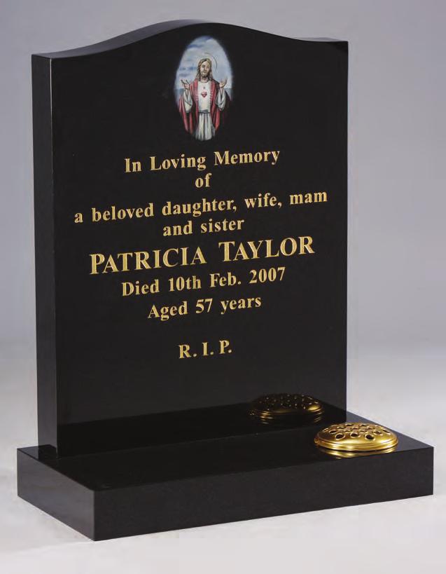 EC39 Dense Black Granite HS 27 x 21 x 3 Base 3 x 24 x 12 Any figure or ornament of this high quality can be added to any memorial.