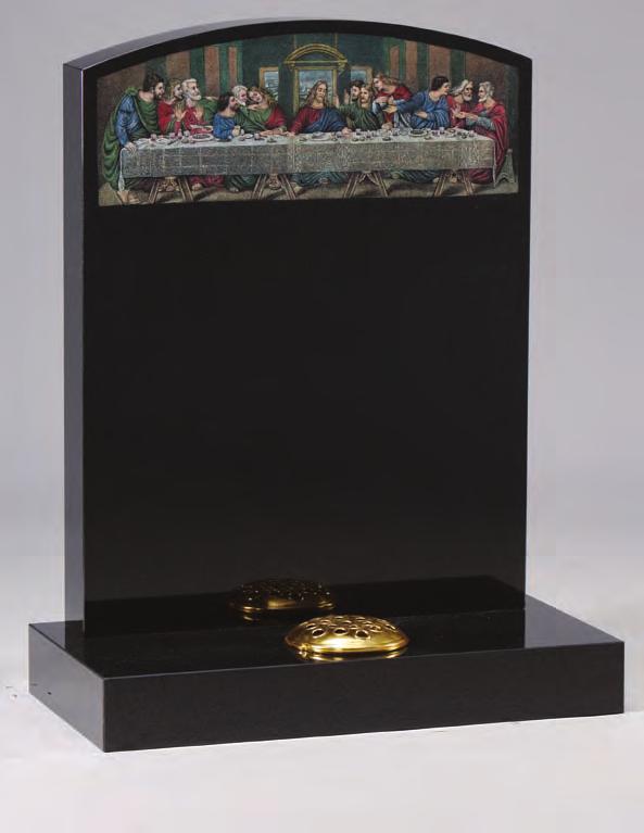 EC42 Dense Black Granite HS 27 x 21 x 3 Base 3 x 24 x 12 Skilled craftsmen have etched a depiction of the Last Supper, any design can be specified.
