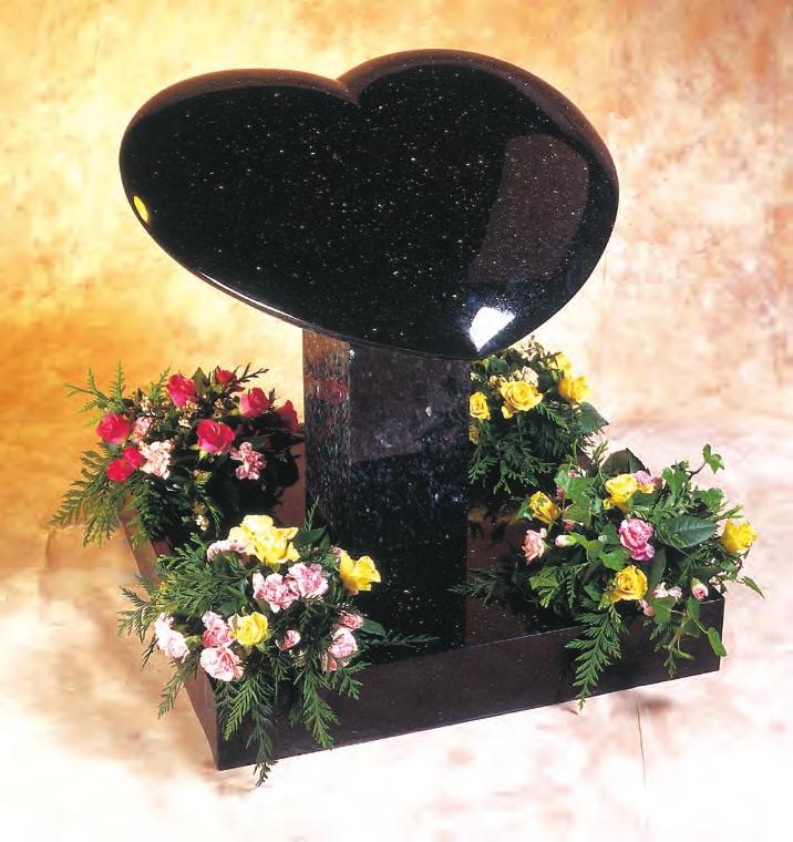 EC151 Aurora Granite Heart 18 x 18 x 4 Rest and Base 4 x 22 x 18 An exclusive cremation memorial with hand