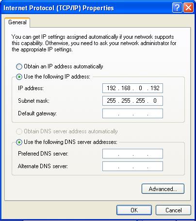 via an Ethernet cable CM-ERDCHS1 Configure Laptop IP