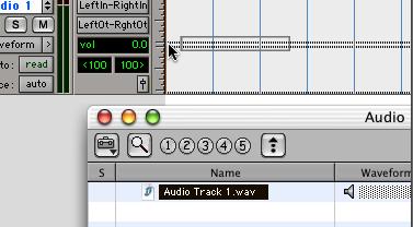13 Drag the audio file from the Workspace Browser to the audio track you created in your session.