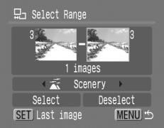 Use the or button to select the first image to categorize. 3. Press the button. 4 Select the last image. 1.