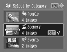 A will appear on selected images. To cancel the selection: press the FUNC./SET button again.