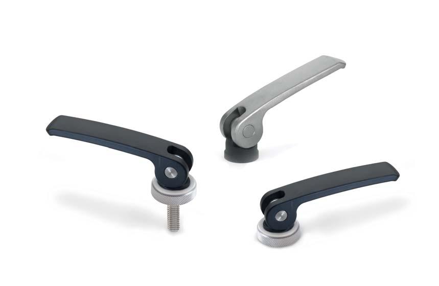 Continuation GN 927.4 / GN 927.5 Clamping levers with eccentrical cam Constructional features (Type A) / Application example Setting nut Plastic contact plate Lag nut/screw l 3 min.