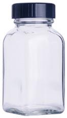 9 Media Bottle, Lab 45 Graduated Bottles Borosilicate glass helps prevent ph changes 45mm screw thread, wide mouth finish Graduated with writing patch Special pour lip facilitates easy pouring