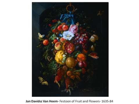 Jan Davidsz Van Heem- Festoon of Fruit and Flowers- 1635-84 Dutch still-life painter.