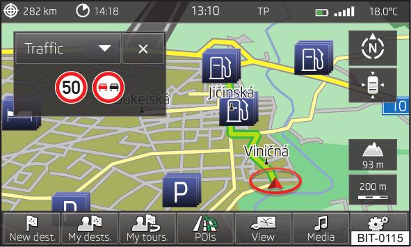 Traffic signs (indicatoare de trafic) / Trafic GPS Fig. 38 Fereastra suplimentară: Indicatoare de trafic Fig.