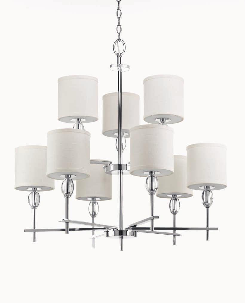CHANDELIER, FOYER AND PENDANTS ENJOY HIGH STATUS WITH A COLLECTION FULL OF FUN, FEMININITY, GLIMMER AND GLEAM.