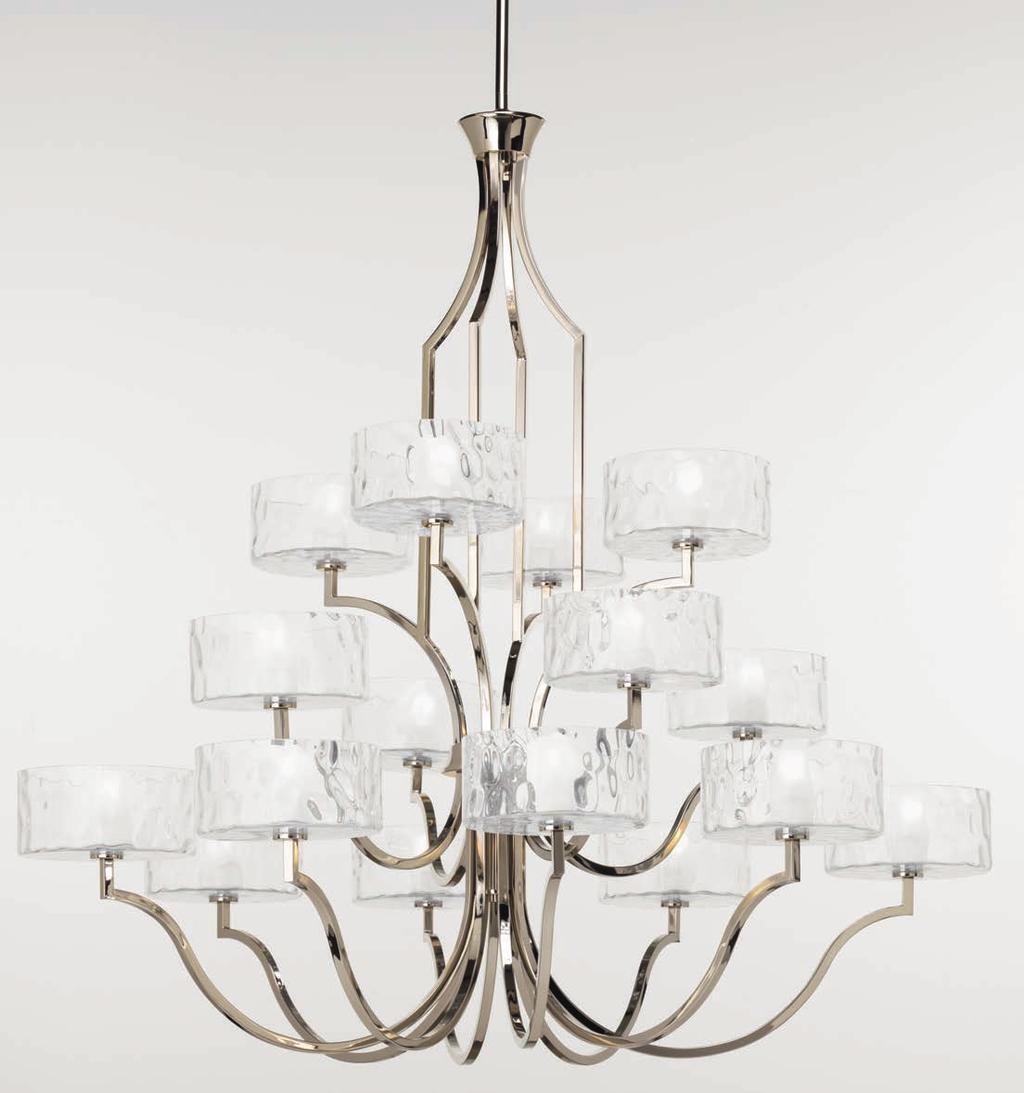 TRADITIONAL / FORMAL P4685-104WB CARESS SIXTEEN-LIGHT CHANDELIER P4685-104WB Polished Nickel Three-tier. Size: 47" dia., 46' ht.