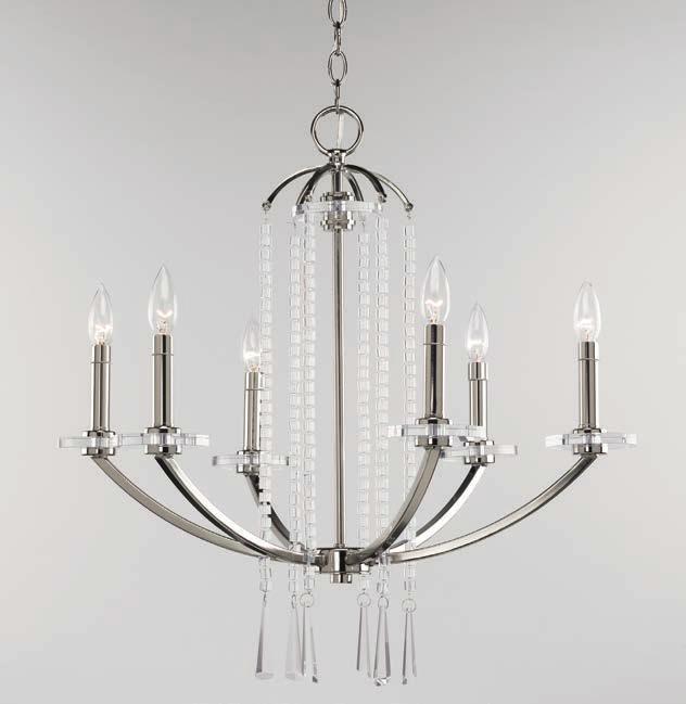 P4139-104 shown with optional shades P8704-01 CHANDELIER, FOYER AND PENDANTS P4139-104 SIX-LIGHT CHANDELIER P4139-104 Polished Nickel Size: 26" dia.